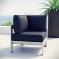 thumbnail image 2 of Modway Shore Fauteuil d'Angle de Patio Extérieur en Aluminium et Tissu, Argent/bleu Marine, 2 of 4