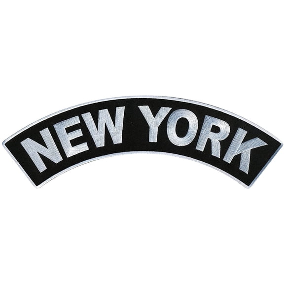 NEW YORK TOP ROCKER, PATCH - US States NEW YORK High Thread Iron-On Heat Sealed Backing Sew-On Large Patch - 12â x 3â