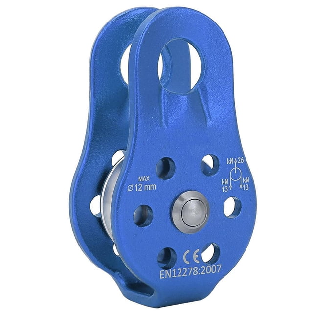 Qiilu Climbing Pulley,26KN Aluminium Alloy Heavy Duty Single Swivel Rope Pulley Block for 12mm Rope Climbing , Climbing Pulley