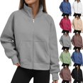 thumbnail image 2 of CHCNHAC Chandails en Molleton à Capuche Zippés pour Femmes Surdimensionnés Col Rond Veste Décontractée Poches Doubles Tenues de Mode Automne Blanc m, 2 of 6