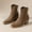 #052-Khaki, variant on Women's Casual Retro Square Toe Chunky Heel Ankle Boots - Fashionable Mid Heel Booties for Autumn Winter, Versatile Multi-Color Short Shaft Boots with Trendy Design