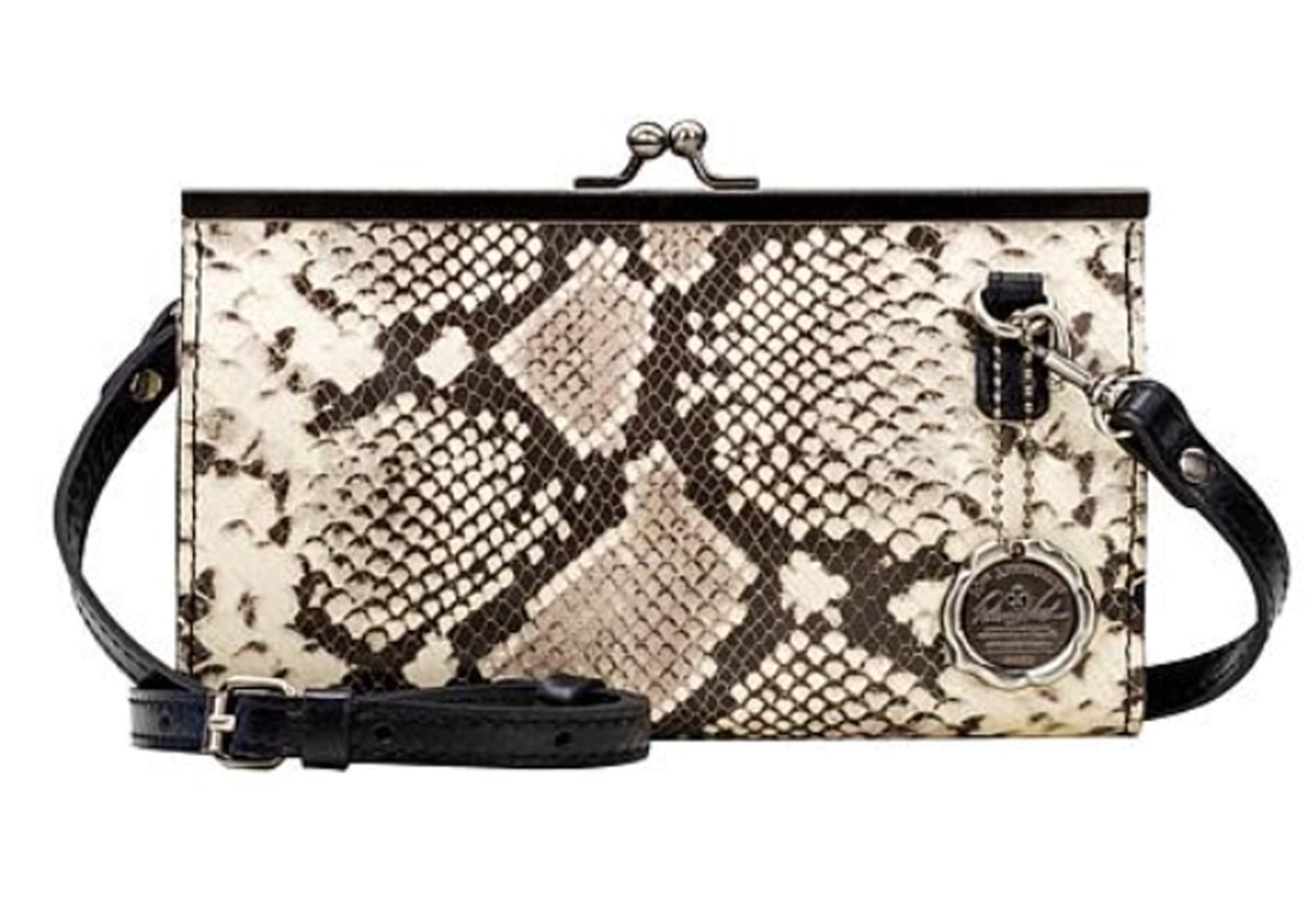 Patricia Nash VALLINA Leather Frame Crossbody Bag Wild Python 129