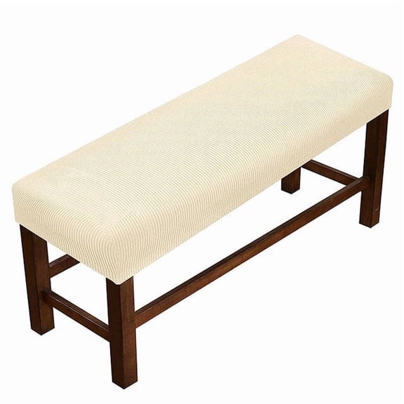 Nvzi 1 piece Beige elastic bench cover - S-size elastic bench cover, washable anti slip bench protection cover, suitable for rectangular bench covers in restaurants and bedrooms