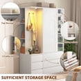 thumbnail image 5 of 6-Drawer Wardrobe Closet with Dressing Mirror & Dimmable LED Light, Large Capacity Storage Cabinet with Hanging Rod & 3 Open Shelves for Bedroom, 5 of 7
