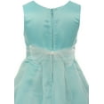 thumbnail image 4 of Little Girls Satin Butterfly Mesh Lace Ribbon Trim Holiday Party Easter Flower Girl Dress Aqua 4 (J21KS12), 4 of 4