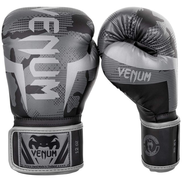 Guantes de Boxeo Venum Elite Negro Camuflaje Oscuro 12 oz