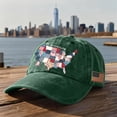 thumbnail image 2 of GrmtClth 250 Anniversary Usa Hat Independence Day American Flag Print Baseball Caps Classic Distressed Washed Caps Fashion Adjustable Headwear Green, 2 of 7