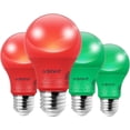 thumbnail image 1 of Ampoules Rouge Vert Halloween, Ampoule LED A19 Équivalent 60W, Base Moyenne E26, 9W, Ampoules Rouges pour Chambre, Décoration Halloween, Porche, Jardin, Non-dimmable, Certifié ETL, Lot de 4, 1 of 4