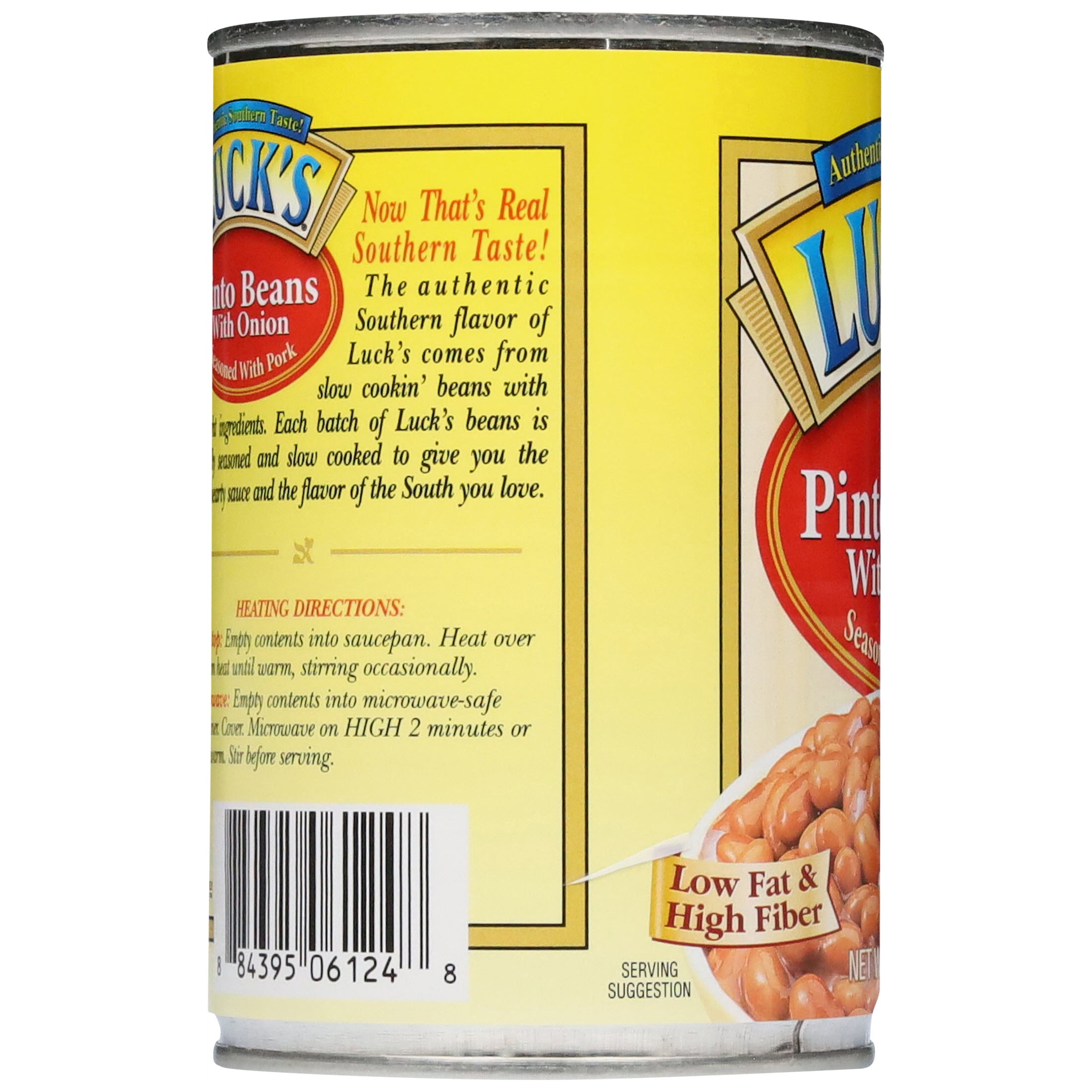 (8 pack) Luck's Pinto Beans with Onion, Seasoned with Pork, 15oz Can