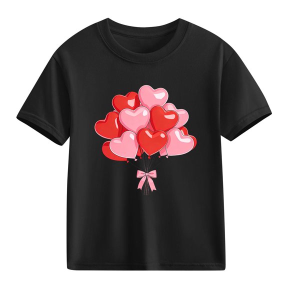 TaTaai School Season Cute Print Short Sleeve T-Shirt, Valentine's Day Casual Top, Unisex All Season Graphic Tee Gift