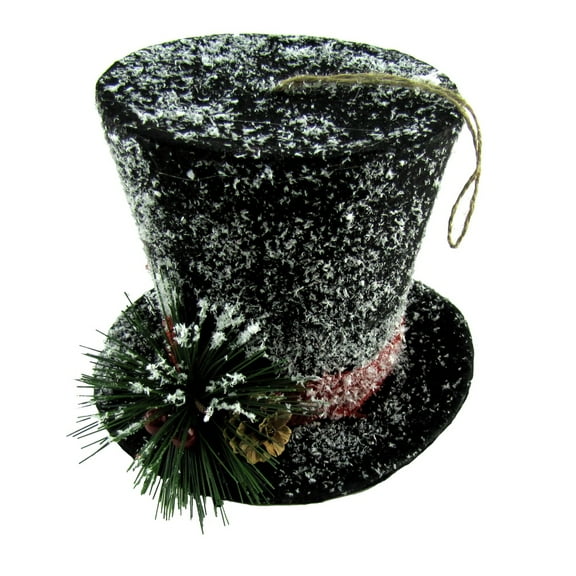 Treasuregurus Black Felt Top Hat Christmas Tree Topper, Black, 5"