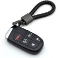 thumbnail image 2 of Llavero universal de cuero negro para coche, llavero de metal, correa tejida, cuerda trenzada, llavero para hombres y mujeres, anilla en D y destornillador, 2 of 5
