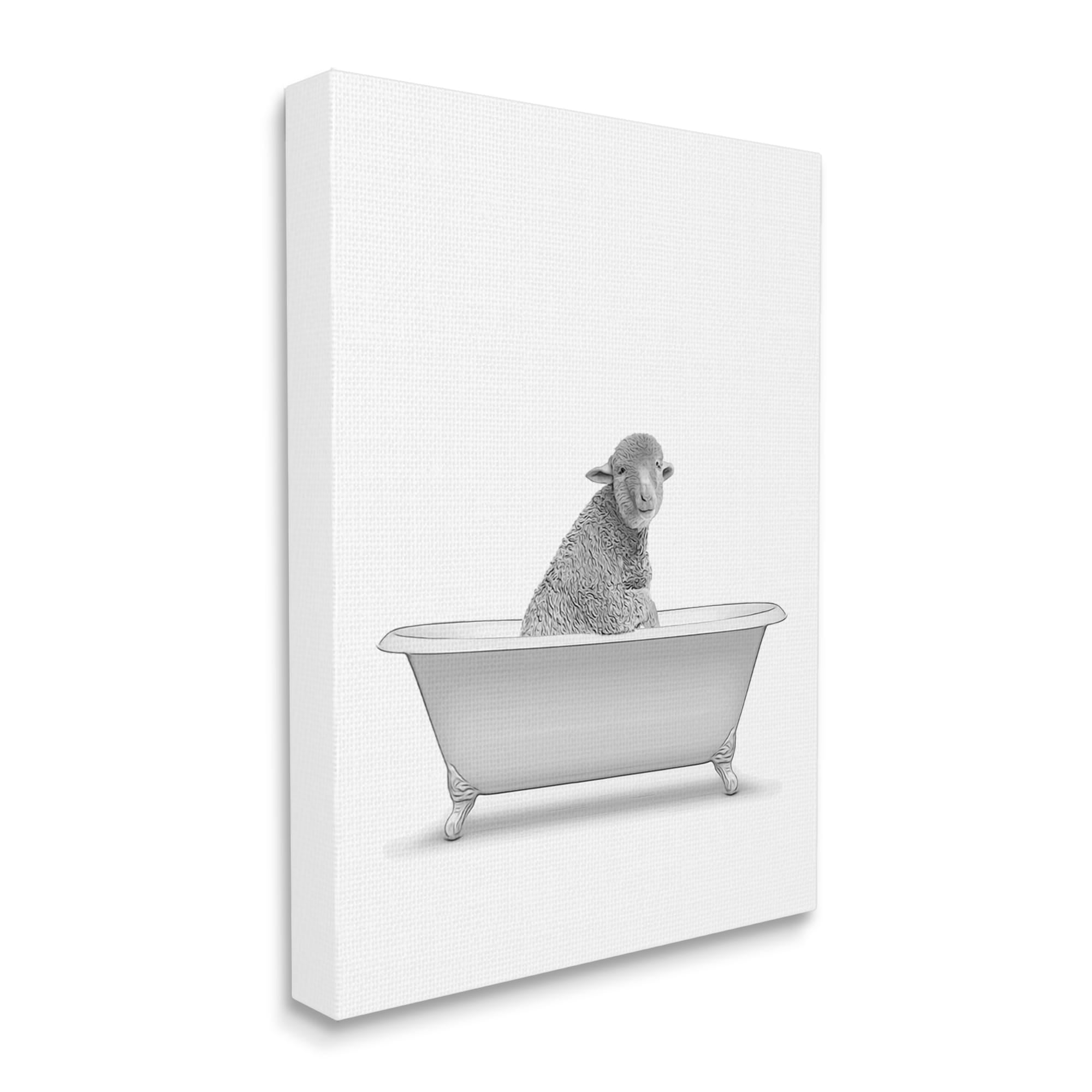 Stupell Industries Farmhouse Sheep In Bathtub Animals & Insects Painting Gallery Wrapped Canvas Print Wall Art