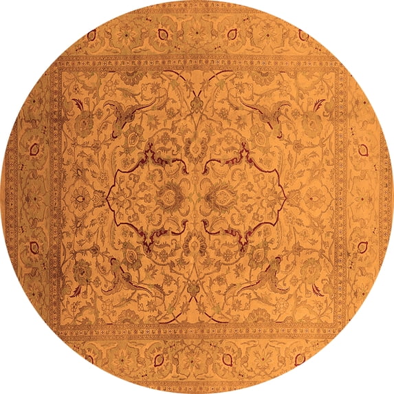 Ahgly Company Indoor Round Oriental Orange Industrial Area Rugs, 4' Round