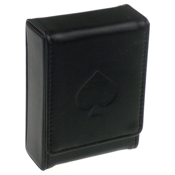 Single Deck Leather Playing Card Case/Holder - Fits Poker and Bridge size cards (Black)