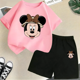 thumbnail image 3 of Conjunto de camisetas y pantalones cortos de verano con estampado de Mickey para niños y adolescentes de 2 a 14 años, camisetas informales de manga corta y cuello redondo, 2 piezas, 3 of 5