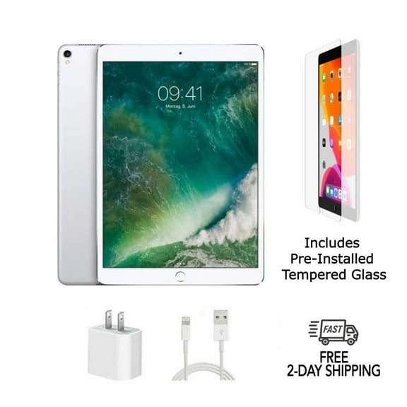Pre-Owned Apple iPad Pro 9.7 (1st Gen) A1673 (WiFi) 128GB Silver with Pre-Installed Tempered Glass
