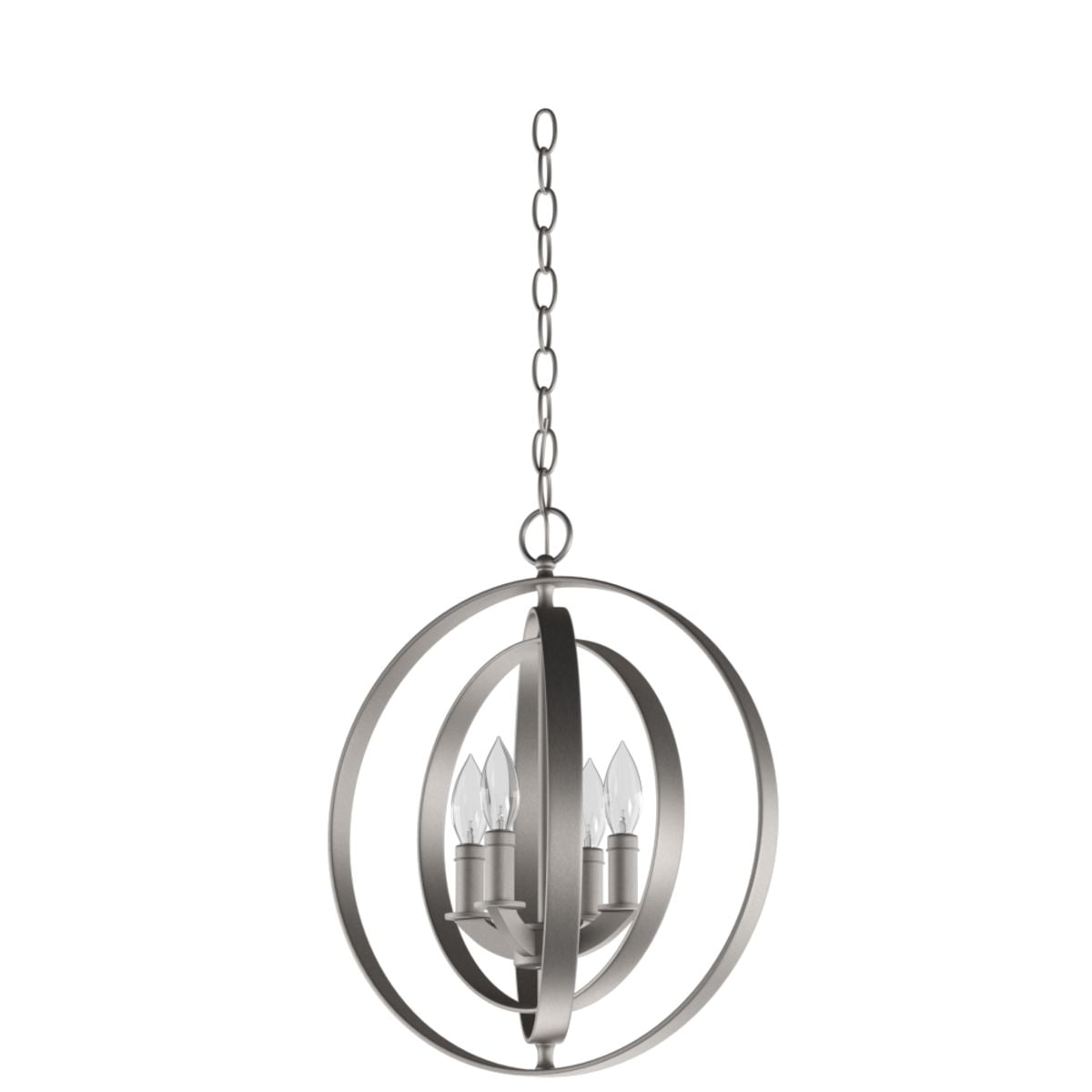 Progress Lighting Equinox 4-Light Foyer Pendant, Steel, Burnished Silver, No Shade