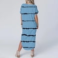thumbnail image 3 of gakvbuo Maxi Dress For Women With Pockets Boho Summer Dresses Short Sleeve V Neck Long Beach T-Shirt Dress With Side Split Bottom Sundress Travel Vacation Outfits, 3 of 6