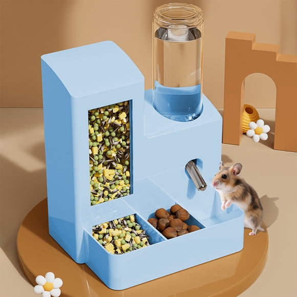 Deeceymbur 2 In 1 Automatic Hamster Feeder Water Dispenser Large Capacity Removable Anti Spill Food Water Container for Small Pet Daily Care