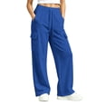 thumbnail image 5 of RUTAYY Girls Wide Leg Cargo Pants Elastic Waist Drawstring Side Pockets Trousers Trendy Relaxed Outdoor Wear Blue, 5 of 6