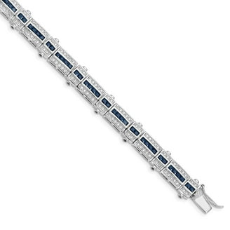 Sterling Silver Aquamarine Blue Glass Bead Bracelet – 7.5 Inch Length With Lobster Clasp, Polished Finish