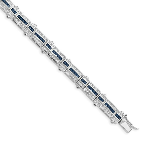 Primal Silver Sterling Silver Rhodium-plated Sapphire and Cubic Zirconia Bracelet