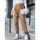thumbnail image 2 of Joggers para mujer, puños en el tobillo, bolsillo cargo, elásticos, Color puro, cintura alta, pantalones de chándal para fiesta, deportes, oficina, 2 of 6