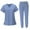 Light Blue, variant on yotijay Female Scrub Set Comfortable V Neck Soft Short Sleeves Breathable Nurse Workwear M