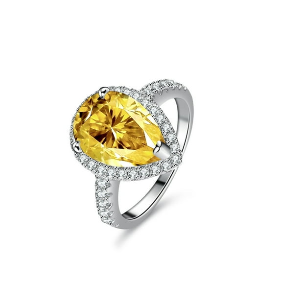 4ct Moissanite Rings Pear Cut D Color VVS1 Clarity S925 Sterling Silver Diamond Rings for Women Moissanite Engagement Rings with Certificate