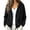 Black, variant on Women's Corduroy Hooded Shackets Button Front Drawstring Hood Shirt Jackets Long Sleeve Solid Color Corduroy Jackets with Pockets
