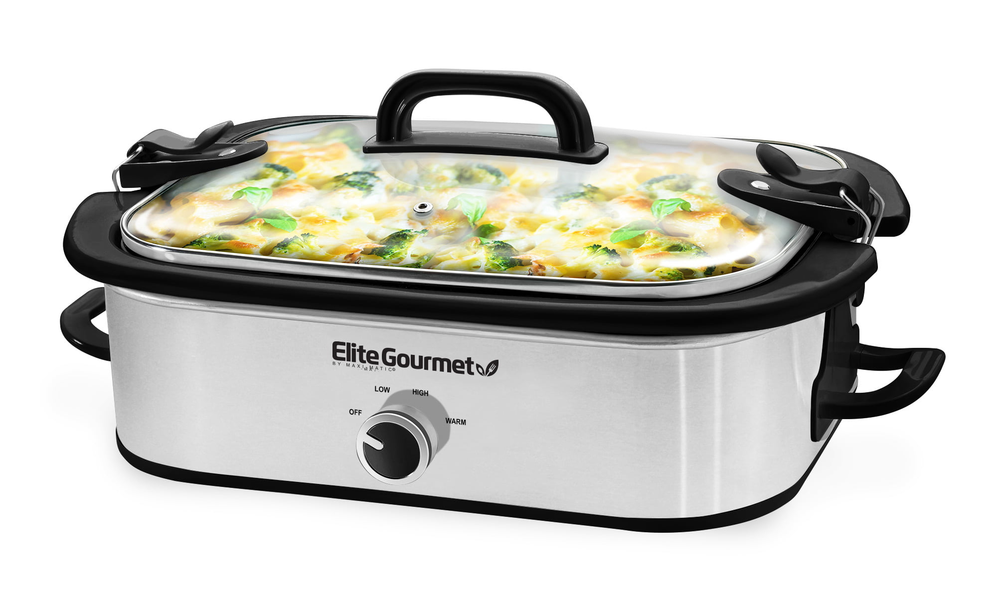 Elite Gourmet MST-350B Electric Oval Slow Cooker, Adjustable Temp, Entrees,  Sauces, Stews & Dips, Dishwasher Safe Glass Lid & Crock (3 Quart, Black)