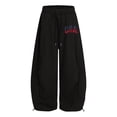 thumbnail image 6 of LRen Girls Sweatpants Baggy Kids Wide Leg Drawstring Curved Leg Letter Prints Casual Y2k Plus Size Trackpants with Pockets Fall Fashion Preppy Back To School Clothes,5-15 Years, 6 of 6
