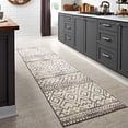 thumbnail image 1 of Maples Rugs Abstract Diamond Modern Distressed Non Slip Runner Rug For Hallway Entry Way Floor Carpet [Made in USA], 26 x 10, Neutral, 1 of 4