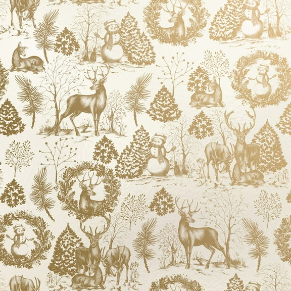 Jillson & Roberts Christmas Gift Wrap, Winter Woods Gold (6 Jumbo Rolls 10 feet x 30 inches)
