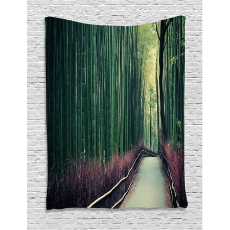 Travel Tapestry, Bamboo Grove in Arashiyama Kyoto Japan, Wall Hanging for Bedroom Living Room Dorm Decor, Dried Rose Jade Green Avocado Green and Pale Sage Green, by (Best Way To Dry Sage)