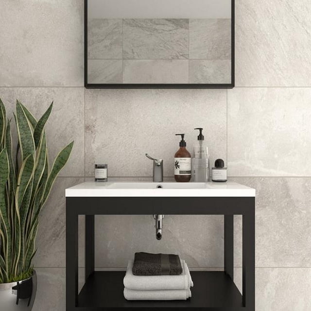 mueble para baño de piso aragon 32" grafito contrachapado de melamina con lavabo