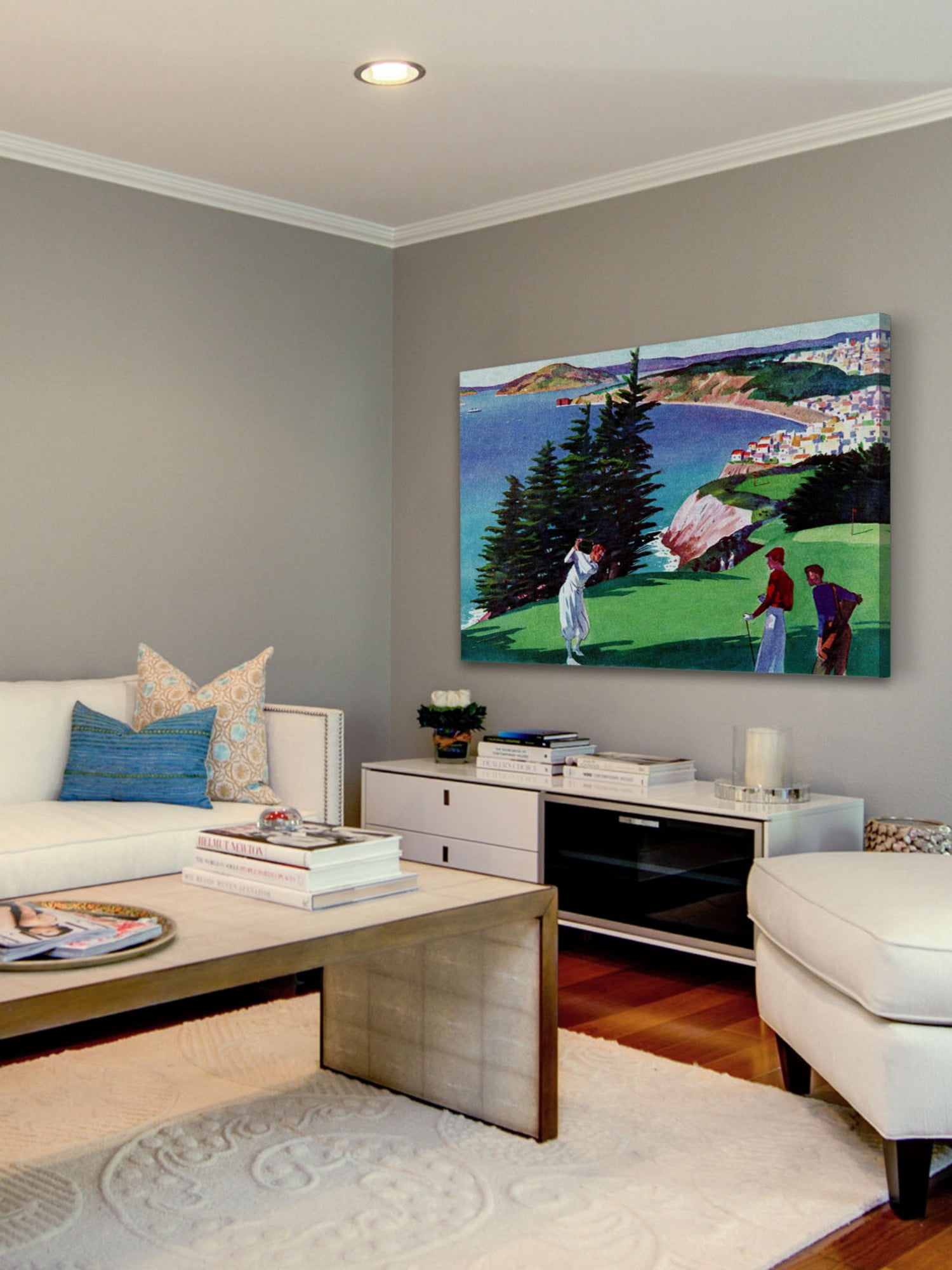 Marmont Hill Inc Marmont Hill - "Golfing in San Francisco" by Artist Unkown Painting Print on Canvas - Multi-color
