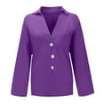 thumbnail image 4 of Tops for Women Trendy Viikei Womens Clothes Fall,Tops for Women Clearance Sale,Women's Fashion Solid Color Tops Long Sleeved Loose Cotton and Linen Loose Shirt Blouse V-Neck Casual Tops Purple XL, 4 of 7