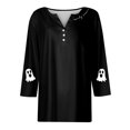 thumbnail image 4 of Garbnen Halloween Ghost Shirt Funny Pumpkin Full Moon Graphic Women's Shirts 3/4 Sleeve V Neck Holiday Trendy Fall Shirt Women Black L, 4 of 4