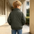 thumbnail image 6 of DJDLJWCJ Boys Winter Coat Fleece Lined Thicken Warm Quilted Jacket Solid Color Comforty Down Jacket Army Green Size 11, 6 of 9