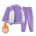 thumbnail image 2 of Ulanda Boys Color Block Button Down Shirt and Jogger Pants Button Up Sweatsuits Sets (Purple, 11-12 Years), 2 of 4