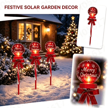 Solar Christmas Lights Outdoor Snowflake Garden Stake Decor, | Weatherproof Ground Lamp Auto On/Off Energy Saving for Yard Lawn Patio Winter Holiday Night Glow (Bow)