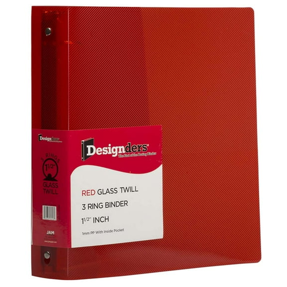 JAM Paper Plastic 1.5 in Binders, 3 Metal Rings, Red, Sold individually