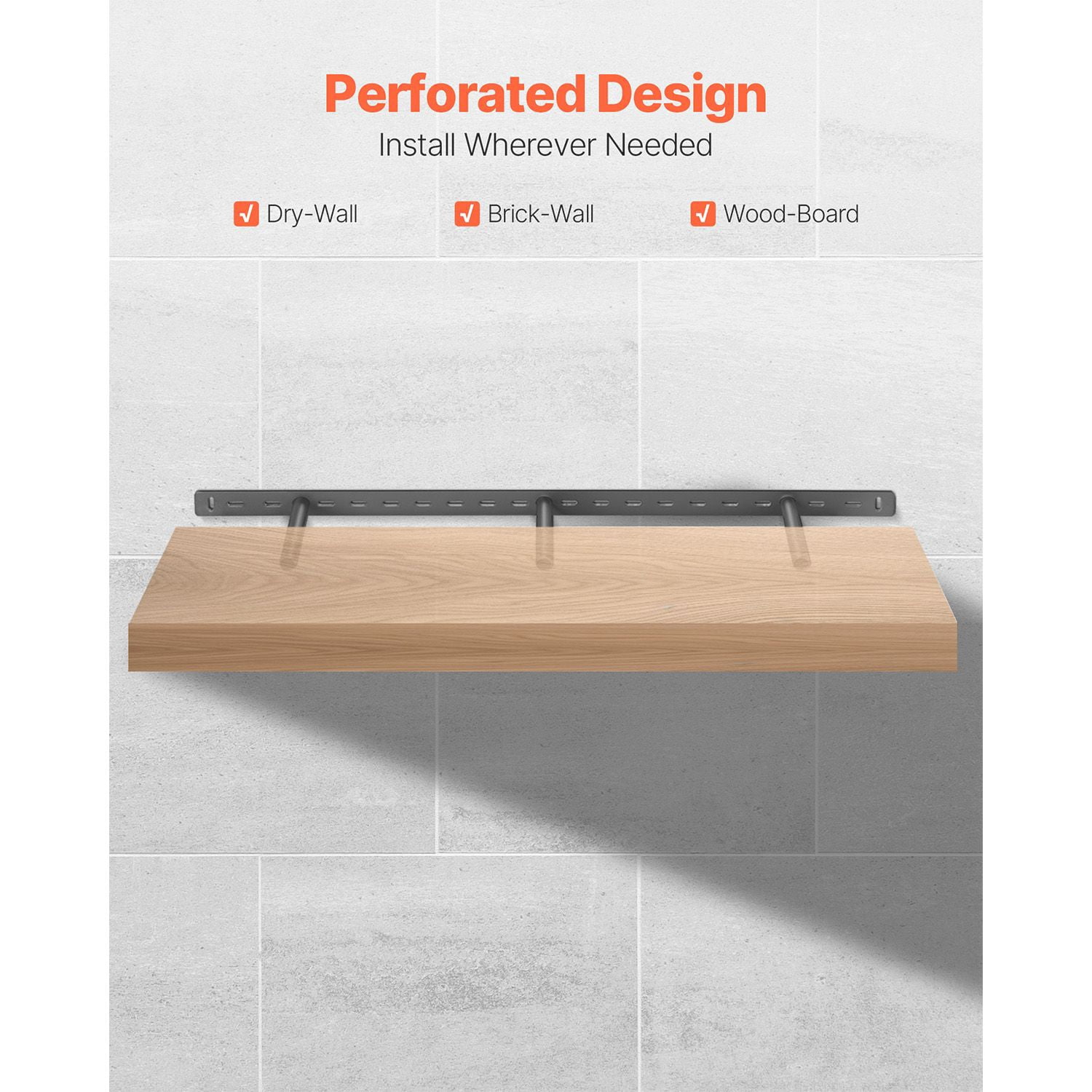 Heavy Duty Floating Shelf Brackets, Concealed Design, Supports up to 190 lbs, Rust-Resistant Steel, 16-46 Inch Sizes, for Living Room, Kitchen, Bedroom & Garage