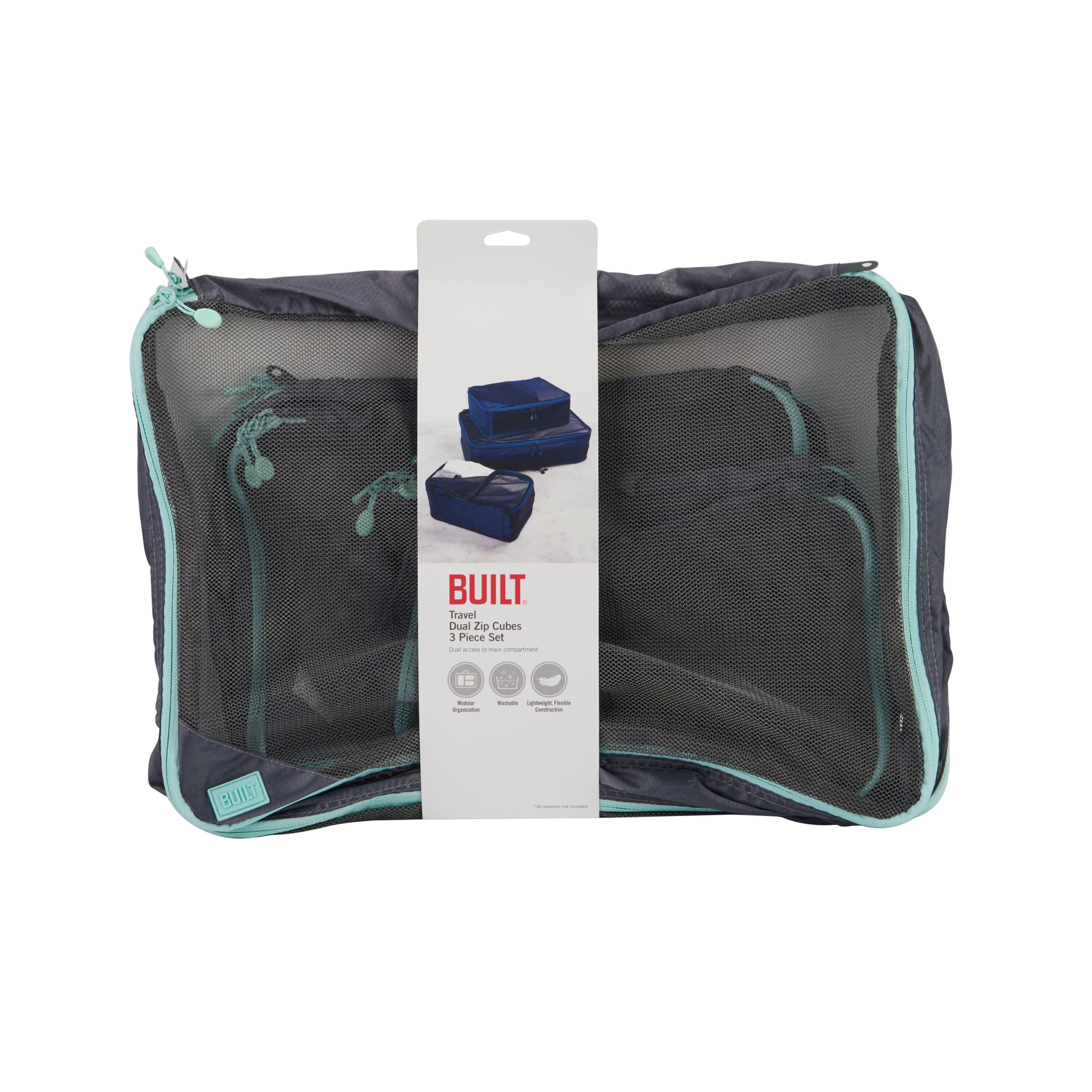 Built Double Zip Packing Cube 3 Piece Set in Quiet Shade