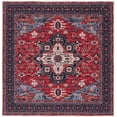 thumbnail image 2 of SAFAVIEH Serapi Raschelle Oriental Machine Washable Area Rug, Red/Navy, 6'7" x 6'7" Square, 2 of 13