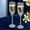 Chrome, variant on Champagne Flutes - Crystal Glass Metal Base With Crystal Stones, Set of 2 Toasting Flute Pair, Wedding Anniversary Party Birthday Banquets and Gifts for Bride and Groom(Silver)