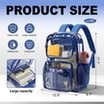 thumbnail image 2 of DAKIMOE Clear Backpack for School - 17 inch Large Heavy Duty Stadium Approved Clear Bookbag, See Through PVC Transparent Backpacks for Travel College Work, Blue, 2 of 8