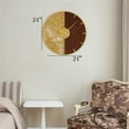 thumbnail image 2 of Clockswise QI004669 23.6 Modern Round Big Wall Clock, Decorative brown wood and gold Metal with Leaf Cutout for Entryway Office Living Room Bedroom or Kitchen, Hanging Supplies Included, 2 of 8